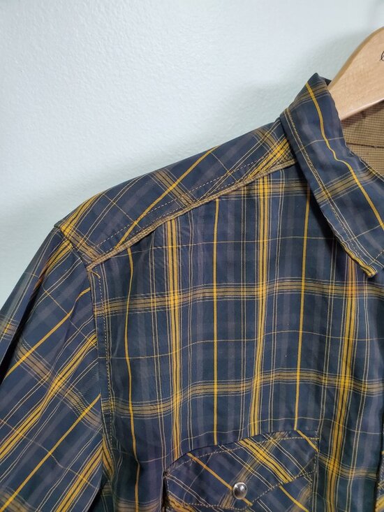 KUHL Eluxur Long Sleeve Pearl Snap Button Down Shirt Black Gold Men's Medium - Picture 5 of 16